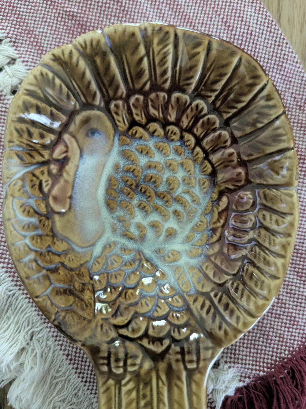 Ceramic Turkey Spoon Rest Fall Thanksgiving Kitchen Decor